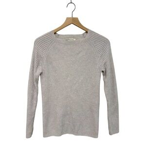 Gentle Herd 100% Wool Ribbed Sweater Size M Gray Long Sleeve Crewneck Knit Top